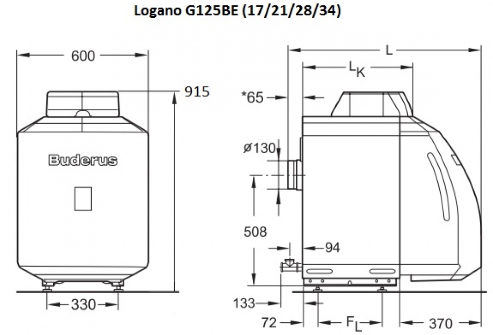 Жидкотопливный котел Buderus Logano G125-21 BE (снимается с производства)